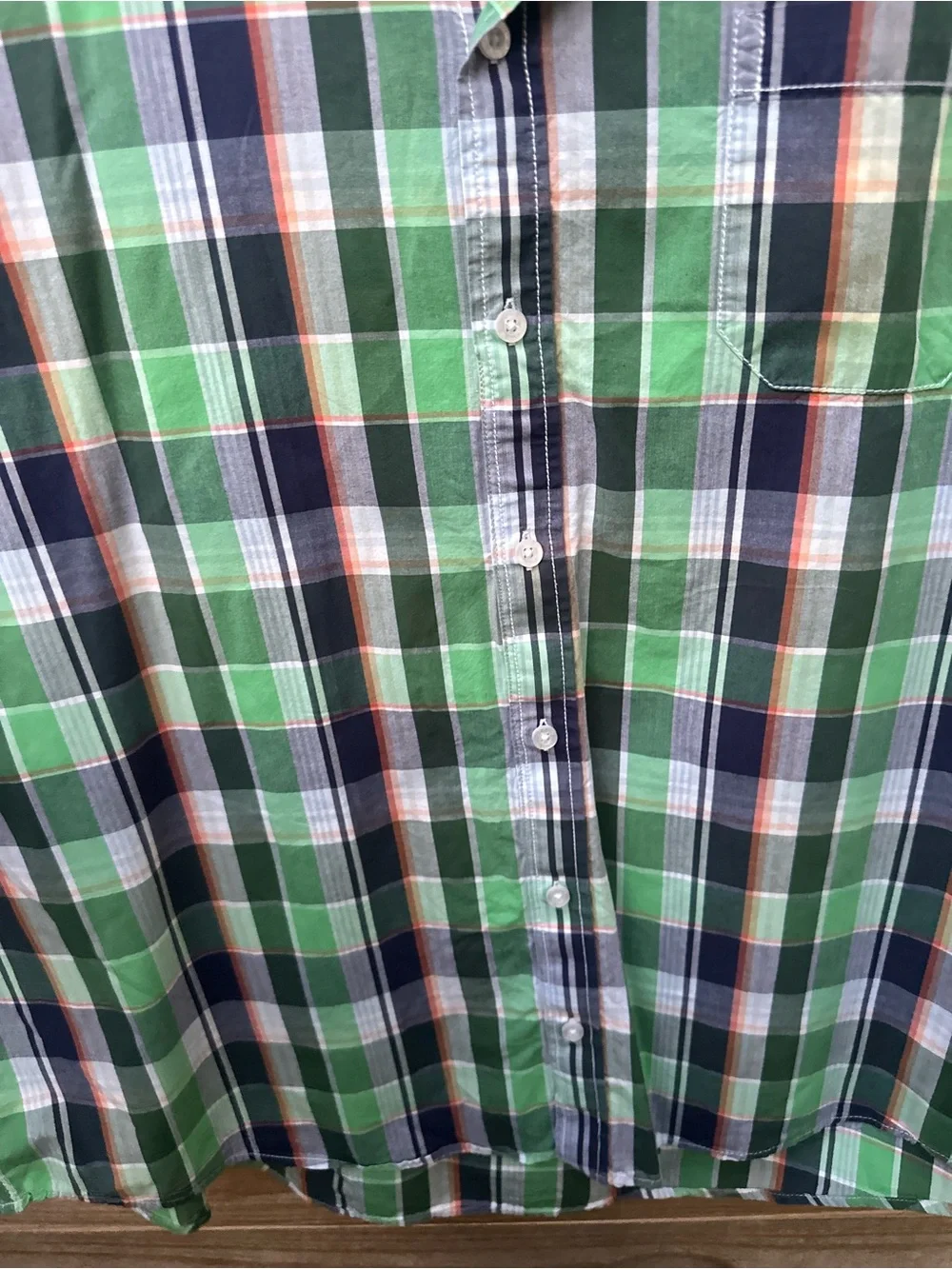J. Crew Green and Navy Plaid Short-Sleeve Button-Down Shirt